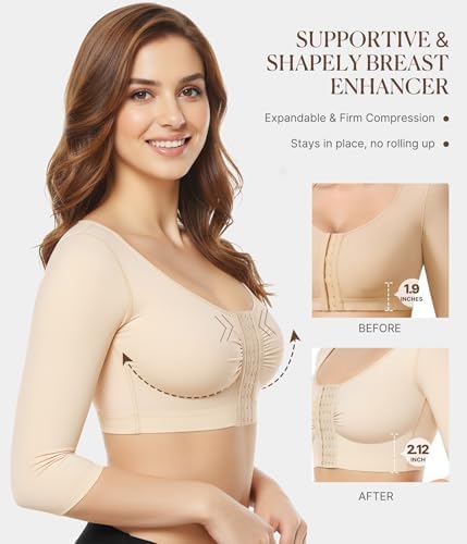 BRABIC Upper Arm Shaper for Women Fajas Post Surgery Compression Sleeves Front Closure Bra Arm Lipo Shapewear Tops