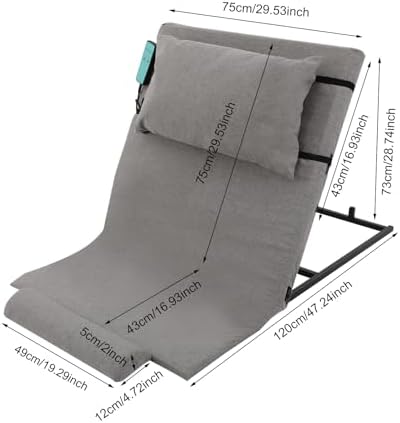 Adjustable Power Lifting Bed Backrest,Electric Lifting Backrest w/Remote Control Device,Electric Auxiliary backrests,Sit-up Back Rest Chair 660lbs Capacity (Grey)