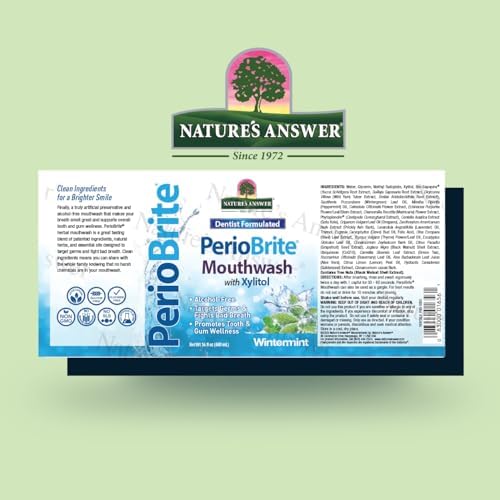 Nature's Answer Periobrite Wintermint All-Natural Mouthwash Promotes Healthy Teeth & Gums, Fights Bad Breath Flouride-Free 16oz (2 Pack)