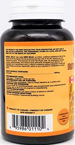 Royal Jelly 1000 mg 100 softgel Capsules (Made in Canada)