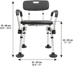 PEPE Mobility Shower Chair to Sit on in Shower, Height Adjustable with Non-Slip Tips, Removable Armrests, Tool-Free Assembly, Black, Safety Bath Seat