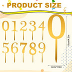 10pcs Number Cake Toppers, Acrylic 0-9 Number for Topper Gold Numbers Birthday Topper for Wedding Birthday Anniversary Celebration Decorations
