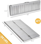 HOMCOM Wheelchair Ramp 4FT, Foldable Aluminum Threshold Ramp with Non-Slip Surface and Handle, 600lbs Weight Capacity, Suitcase Handicap Ramp for Home, Doorways, Curbs, Steps