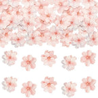 Gyufise 54Pcs Edible Cherry Blossoms Cake Decorations Edible Cherry Blossoms Cupcake Toppers Wafer Paper Flowers Cake Toppers for Baby Shower Kids Birthday Party Cake Food Decorations Supplies Pink