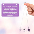 Sibba 3Pcs Pendulum Crystal, Natural Amethyst Rose Quartz Clear Quartz Crystal Pendulums for Witchcraft Supplies and Divination, Spiritual Pointed Crystals for Dowsing, Meditation, Chakra Healing