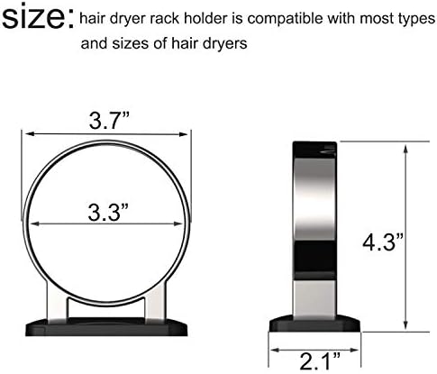 Hair Dryer Holder, Bathroom Cabinet Door Blow Dryer Stand, Blow Dryer Holders Wall Mount - Extra Large Rim (Silvery)