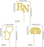 24 PCS Nurse Cupcake Toppers Gold Glitter Nurse Cap Stethoscope Cupcake Picks Nursing School Graduation Cupcake Decorations for Medical Rn Themed Baby Shower Birthday Party Cake Decorations Supplies