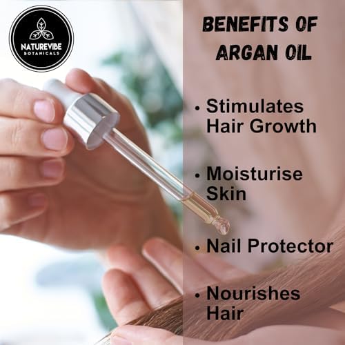 Naturevibe Botanicals Argan Oil 32 Fl oz – Cold Pressed, Unrefined, Pure Moroccan Argan Oil for Hair, Skin, Face & Massage – Natural Carrier Oil for DIY Beauty & Aromatherapy