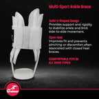 Active Ankle T2 Ankle Brace, Rigid Ankle Stabilizer for Protection & Sprain Support for Volleyball, Cheerleading, Ankle Compression Braces for Men & Women, White, Large