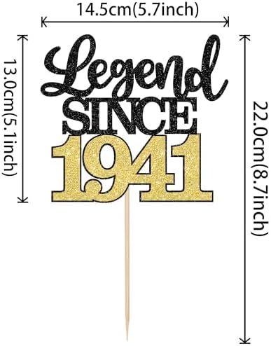1 PCS Legend Since 1941 Cake Topper Black Gold Glitter Eighty Five Happy 85th Birthday Cake Pick Hello 85 Cheers to 85 Years Cake Decoration for 85th Birthday Anniversary Party Decorations Supplies