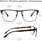 3 Pairs Bifocal Reading Glasses Sunglasses for Men and Women,Classical Metal Spring Hinge Readers