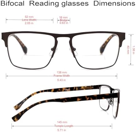 3 Pairs Bifocal Reading Glasses Sunglasses for Men and Women,Classical Metal Spring Hinge Readers