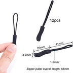 CooBigo 12Pack Zipper Pull Replacement, Golf Bag Parcord Zipper Pull Tab Replacement for Backpack, Jackets, Pants, Boots, Coats, Luggage - Balck(Universal Extender)