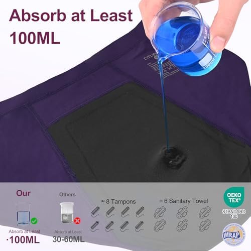 Incontinence Underwear for Women - 100ml Absorbency, Reusable, Leak Proof | Bladder Control Panties for Women | Postpartum & Menopause 5 Pack (5 Color, L)