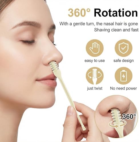 30PCS Manual Nose Hair Trimmer with Ear Picker for Women Men, Upgrade Double-Sided Nasal Hair Cutter 360° Rotating Nose Hair Razor Scissors Nostril Hair Remover Tools with Storage Box Grooming Kit