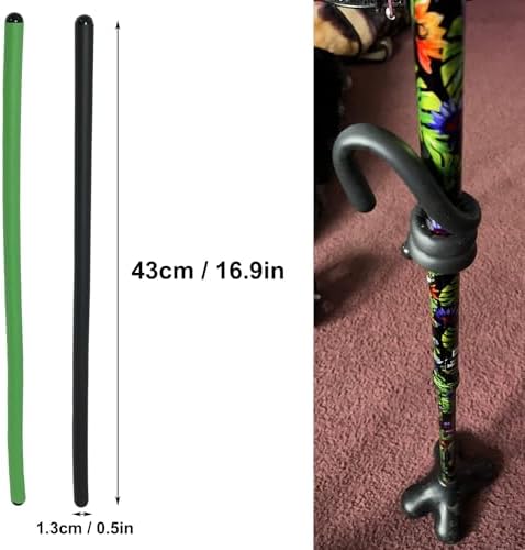 Cane Holder for Walker, 2 Pack Walking Stick & Crutch Accessories - Foldable Flexible Hook (Green-Black)