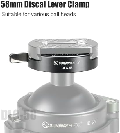 SUNWAY 58mm Round Arca Swiss Clamp,Lever QR Clip for Tripod Head