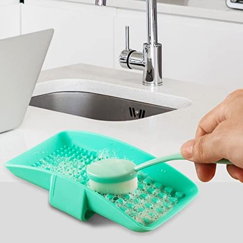 Brush Cleaning Palette,Handheld Silicone Brush Scrubber Brush Cleaning PadReusable Scrubber to Clean All of Your Ink Blending Brushes with Ease Portable Washing Tool (Purple)