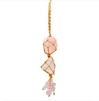 Raw Rose Quartz Car Diffuser Hanging Ornament | Natural Crystal Aromatherapy Charm for Rear View Mirror, Boho Essential Oil Diffuser for Yoga & Home Decor, Spiritual Gift Set for Women