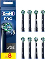 Oral-B Pro Cross Action Electric Toothbrush Head, X-Shape and Angled Bristles for Deeper Plaque Removal, Pack of 8 Toothbrush Heads, Black