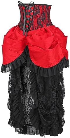 Daisy corsets Women's Daisy Corsets Top Drawer Steel Boned Red/Black Lace Victorian Bustle Underbust Corset Dress