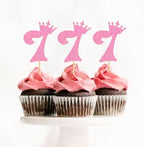 Ercadio 24 Pack Number 7 Cupcake Toppers Glitter Pink 7th Cupcake Toppers Number 7 Cupcake Picks Cheers to 7 Birthday Decorations for Baby Shower Anniversary Party Cake Supplies