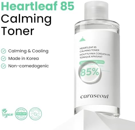 caraseoul Heartleaf 85 Calming Toner for Face, 85% Heartleaf Extract, Hydrating Korean Toner, JeJu Houttuynia Cordata Extract, for Sensitive Skin, PH Balanced, Korean Skin Care, Vegan 200ml/6.76fl.oz.