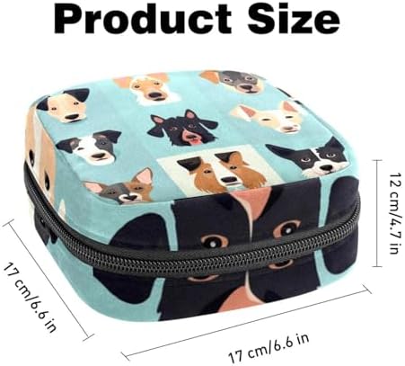 Sanitary Napkin Storage Bag,Period Bag,Pad Bag,Animal Dog Face Cartoon,Period Pouch