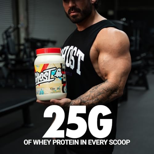 GHOST Whey Protein Powder, Cereal Milk - 2LB, 25G of Protein - Whey Protein Blend - ­Post Workout Fitness & Nutrition Shakes, Smoothies, Baking & Cooking - Soy & Gluten-Free