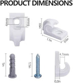 30-Pack White Wire Shelf Clips with Screws and Expansion Tubes – Plastic Wall Brackets for Closet and Wire Shelving Support