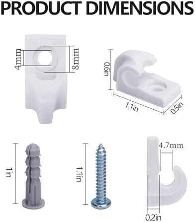 30-Pack White Wire Shelf Clips with Screws and Expansion Tubes – Plastic Wall Brackets for Closet and Wire Shelving Support