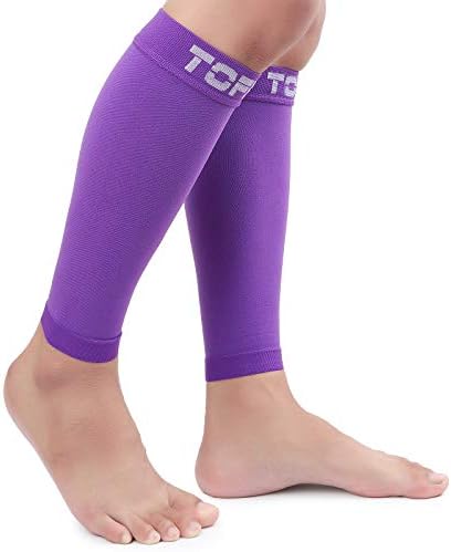 TOFLY® Calf Compression Sleeve for Men & Women, 1 Pair, Footless Compression Socks 20-30mmHg for Leg Support, Shin Splint, Pain Relief, Swelling, Varicose Veins, Maternity, Nursing, Travel, Purple S