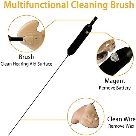 Hearing Aid Cleaning Kit Tools, 4 PCS Hearing Aid Cleaning Brush with Wax Loop, Hearing-aid Accessories Supplies, Hearing-aid Vent Cleaner for Headphones Amplifier