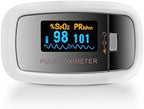 AccuMed CMS-50D1 Fingertip Pulse Oximeter Blood Oxygen Sensor SpO2 for Sports and Aviation. Portable and Lightweight with LED Display, 2 AAA Batteries, Lanyard and Travel Case (White)