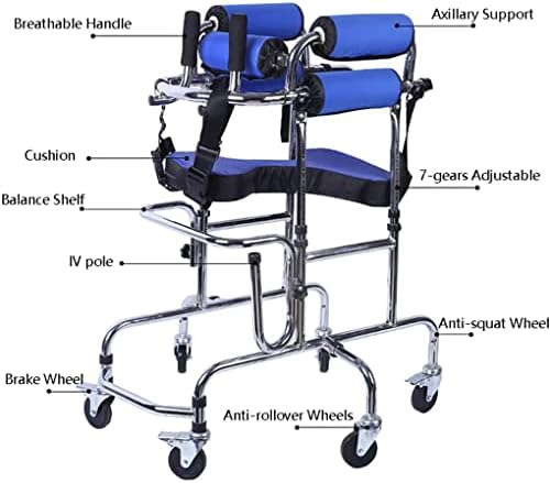 Wheeled Walker for Children with Cerebral Palsy, Adjustable Height, Suitable for Height 31"- 47", Rehabilitation Standing Frame Walker Walking Aid for Disabled