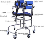 Wheeled Walker for Children with Cerebral Palsy, Adjustable Height, Suitable for Height 31"- 47", Rehabilitation Standing Frame Walker Walking Aid for Disabled