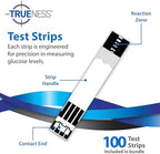 TRUENESS Blood Glucose Test Strips and Single-Use Sterile Lancets 33G, for Use with TRUENESS Family of Self-Monitoring Blood Glucose Meters, 100 Count Test Strips (2, 50-Count Boxes), 100 Lancets