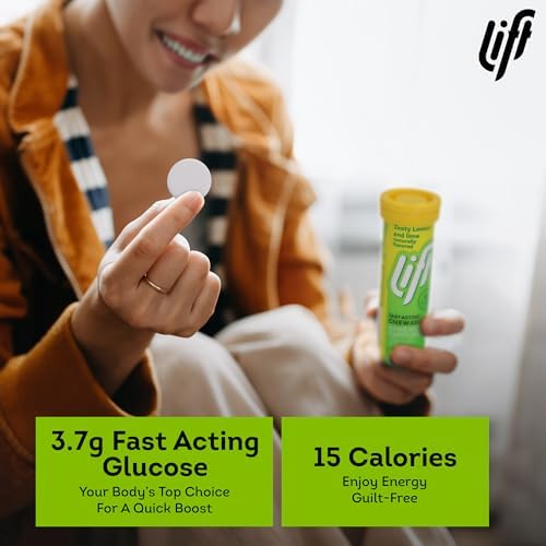 Lift Glucose Fast-Acting Glucose Chewable Energy Tablets, Lemon & Lime, 10 ct Tube (Pack of 12)