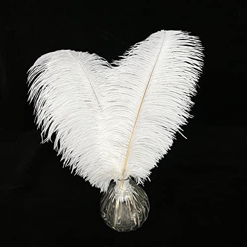Happy Feather 16-18 inch White Ostrich Feathers Craft for Wedding Party centerpieces Home Decoration DIY Craft Pack of 10