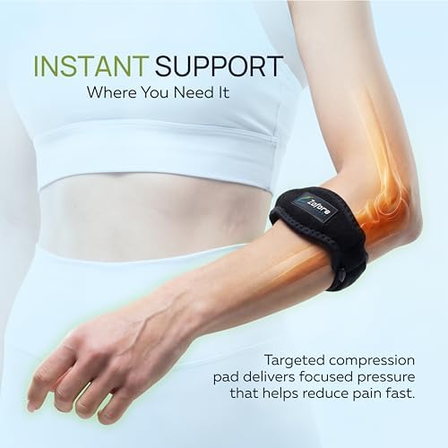 Tennis Elbow Brace With Compression Pad (2-Count) - Effective Pain Relief for Tennis & Golfer’s Elbow for Men & Women