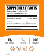 BulkSupplements.com MCT Powder - Medium Chain Triglycerides, MCT Oil Powder - Energy Supplement, Gluten Free, 10g per Serving, 1kg (2.2 lbs) (Pack of 1)
