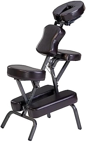 Master Massage Bedford Massage Chair Full Body Portable- Lightweight Massage Chair with Carrying Case-Tattoo Chair Height Adjustable Folding Chair Face Cradle Salon SPA (Coffee)