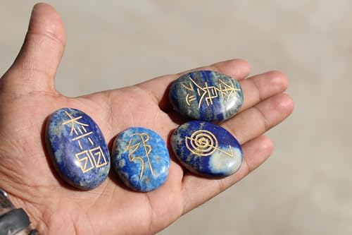 Jet International Lapis Lazuli Usui Reiki Healing Set Chakra Balancing Meditation Gemstone Spiritual Energized Positive Mental Peace Prosperity Growth Bonding Relationship De-Stress Anxiety