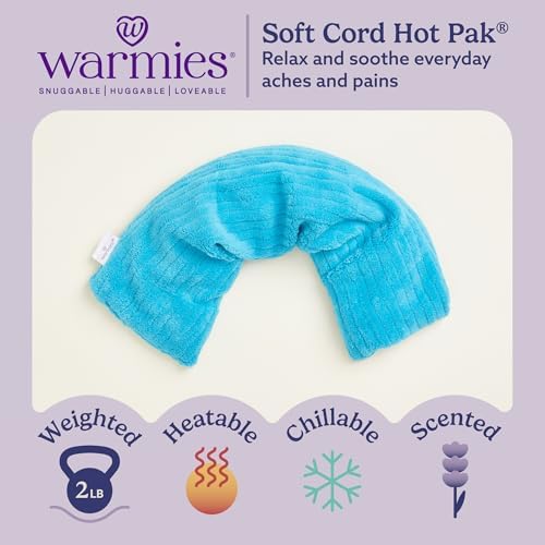 warmies Hot-Pak Microwavable Neck Wrap - Weighted Heating Pad for Neck - Lavender-Scented Rice Bag for Relaxation - Microwavable Heating Pad for Hot & Cold Therapy - Pack of 1, 19 in, 2 lb, Blue
