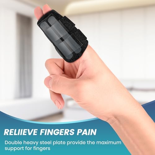 2 Pcs Trigger Finger Splint with 2 Metal Bars for double fingers, Finger Brace Finger Buddy, Immobilizer Support Strap for Arthritis, Tendonitis - Right Hand