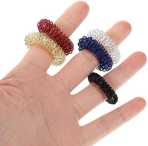 5pcs Spiky Sensory Finger Finger Massager Roller Silent Toy for Finger Massage (Gold Silver Black Blue Red)