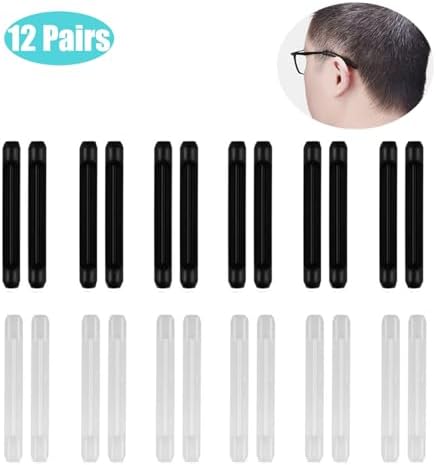 12 pairs Eyeglasses Ear Grip, Silicone Ear Hooks Anti-slip Holder Temple Tips Sleeve Retainer for Sunglasses, Reading Glasses, Sports Glasses Belt