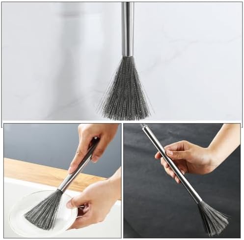 3pcs Stainless Steel Pot Cleaner Brush Set 20cm Kitchen Scrubber Wire Brush for Wok and Pan Cleaning Household Kitchen Supplies