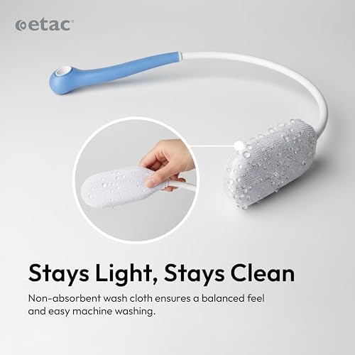 Etac Beauty Back Washer – Ergonomic Bath & Shower Washing Aid with Lightweight, Non-Slip Handle and Replaceable Washcloths for Easy Back Cleaning
