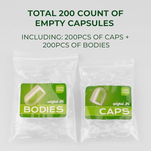 Empty Capsules Size 00 Separated Vegan Pill Caps Plant Based Clear (200 Caps+200 Bodies) Gluten Free, Non-GMO, Halal Certified Filling Kit for Vegetarian DIY Your Own Supplements